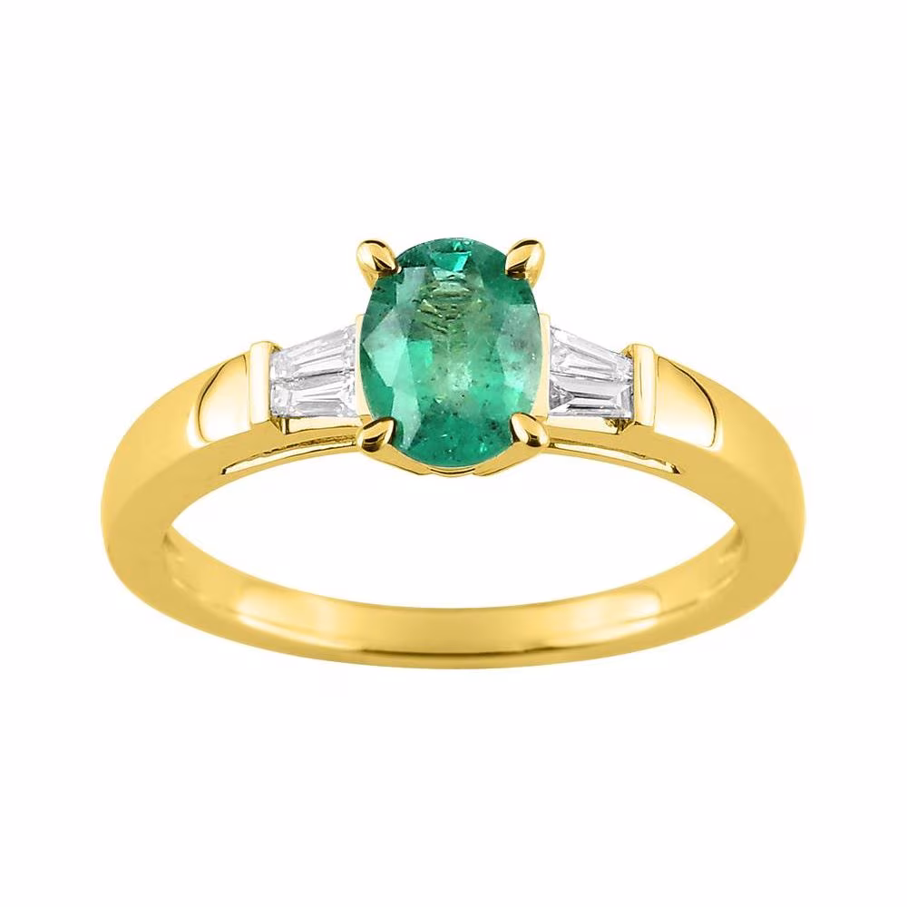 Bague Emeraude Ovale & Diamants Albane XS Or Jaune