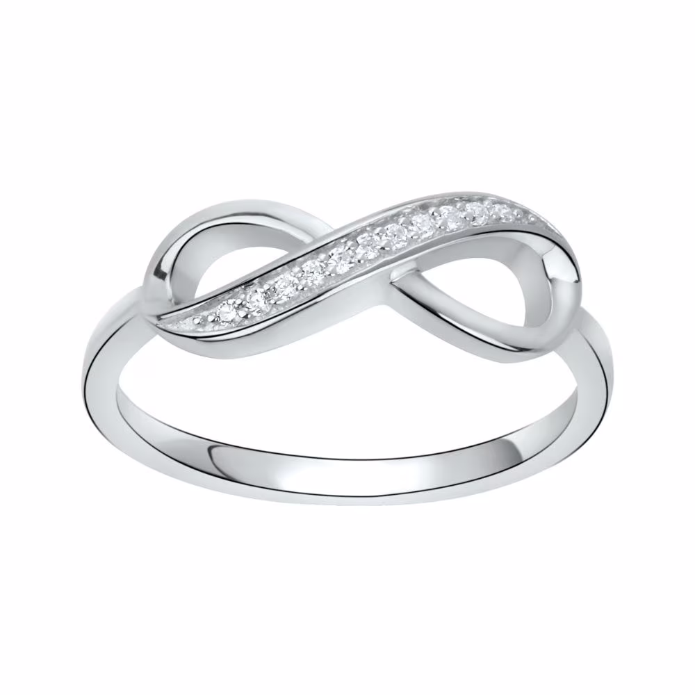 Bague Argent Infini Pavée Pierres Blanches