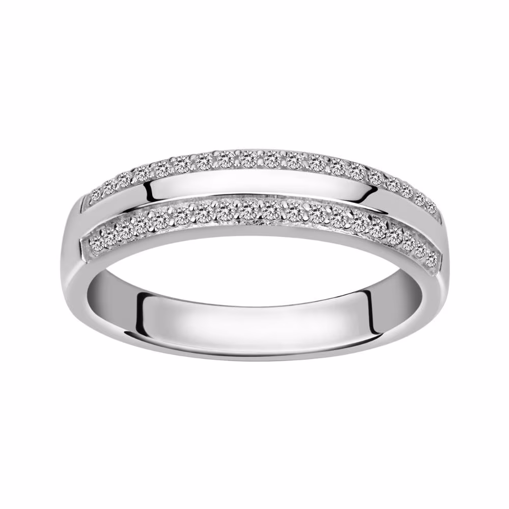 Bague Argent Deux Rangs Pierres Blanches – Image 2