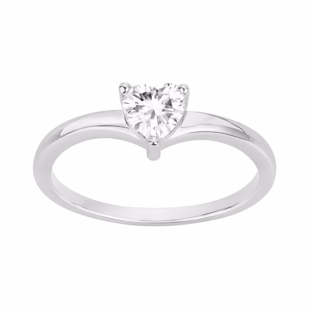 Bague Argent Pierre Forme de Coeur