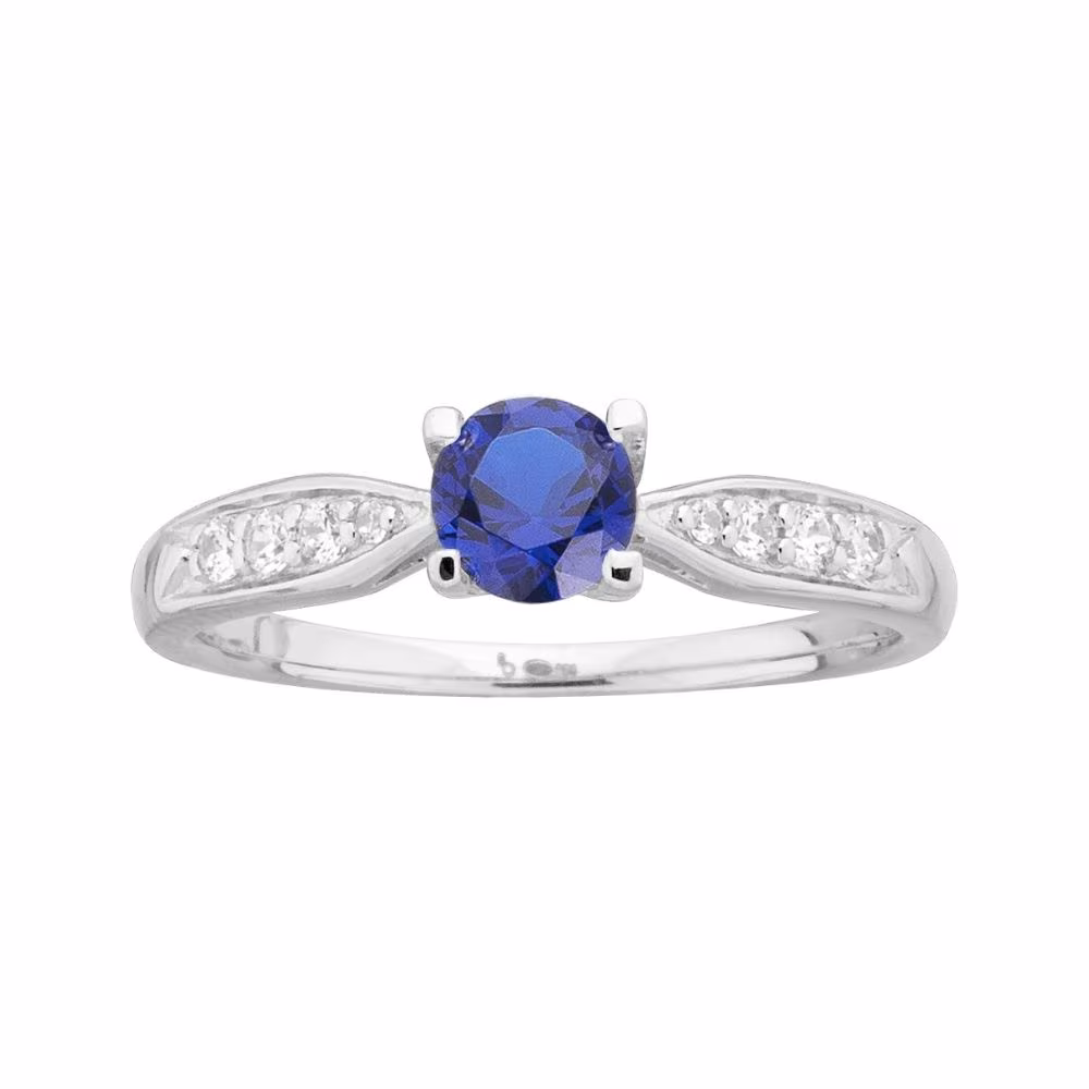 Bague Argent Pierre Bleue et Blanches