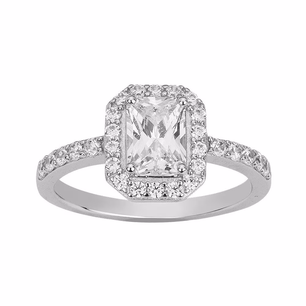 Bague pavée pierres blanches en argent