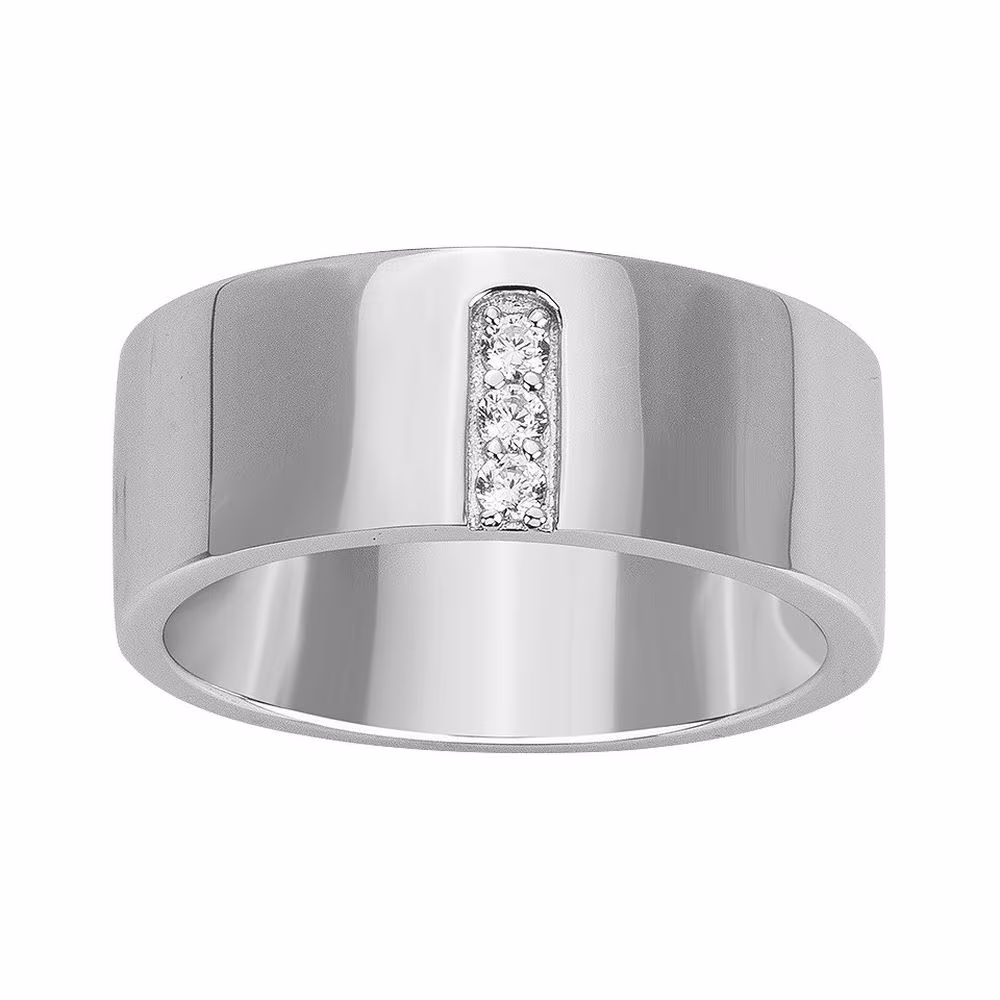 Bague Large Argent et 3 Pierres Blanches
