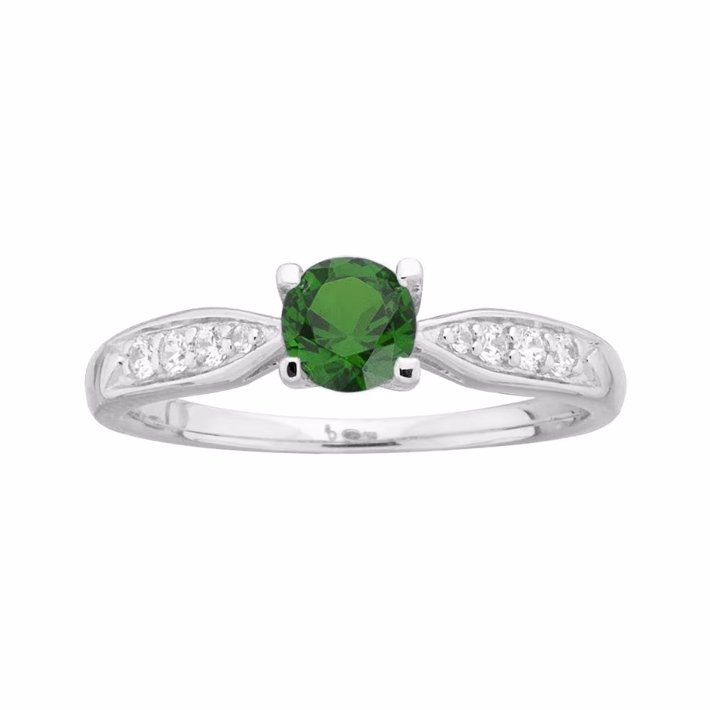 Bague Argent Pierre Verte & Blanches Céleste – Image 2