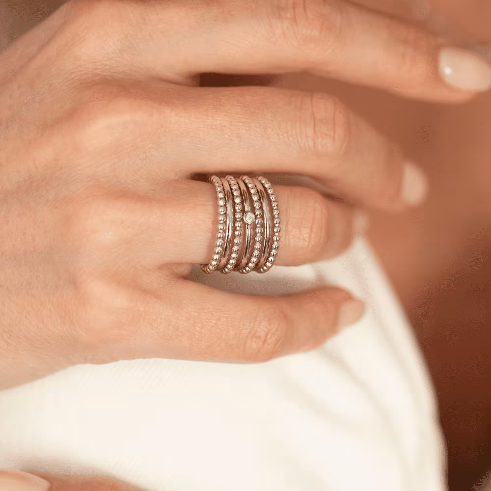 Bague Ma Semaine Perlée La Garçonne Diamant, argent – Image 3