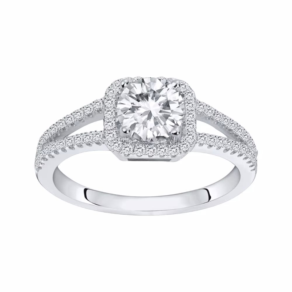 Bague entourage argent, pavage oxydes de zirconium