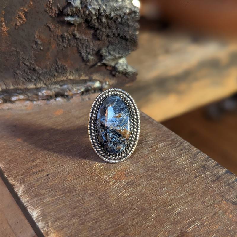 Bague argent et pietersite bleue – Image 5