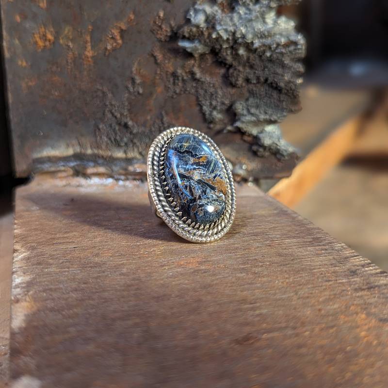 Bague argent et pietersite bleue – Image 2