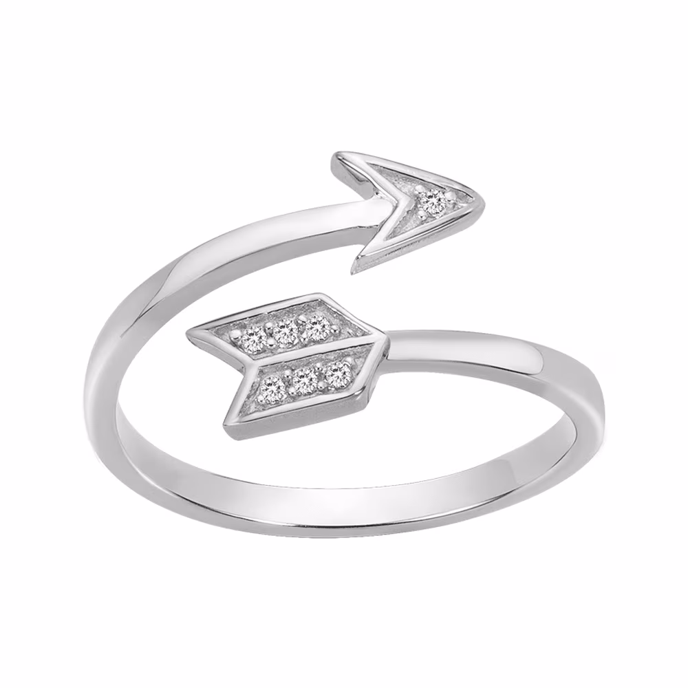 Bague Ouverte Fleche Argent et Oxydes