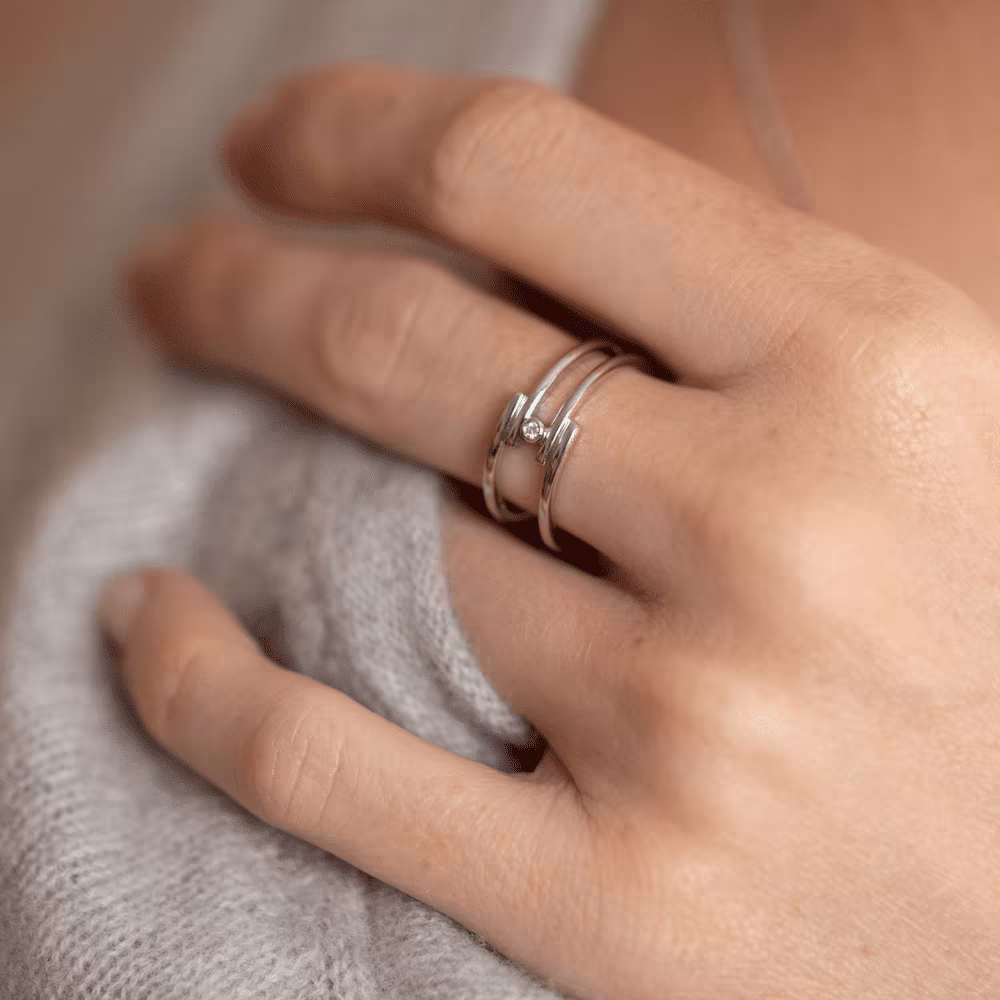 Bague Evidence La Garçonne Diamant, argent – Image 3