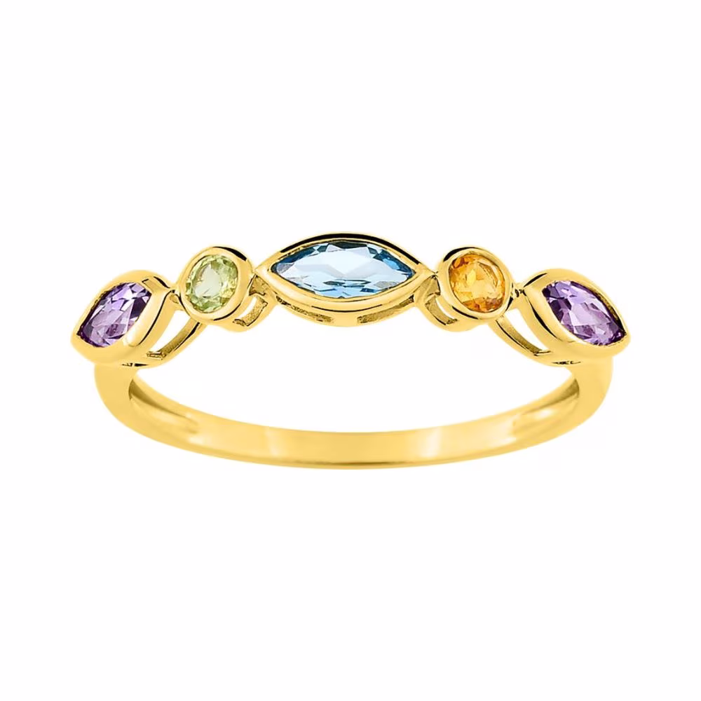 Bague Arlequin Multipierres Fines Tailles Variées Or Jaune – Image 2