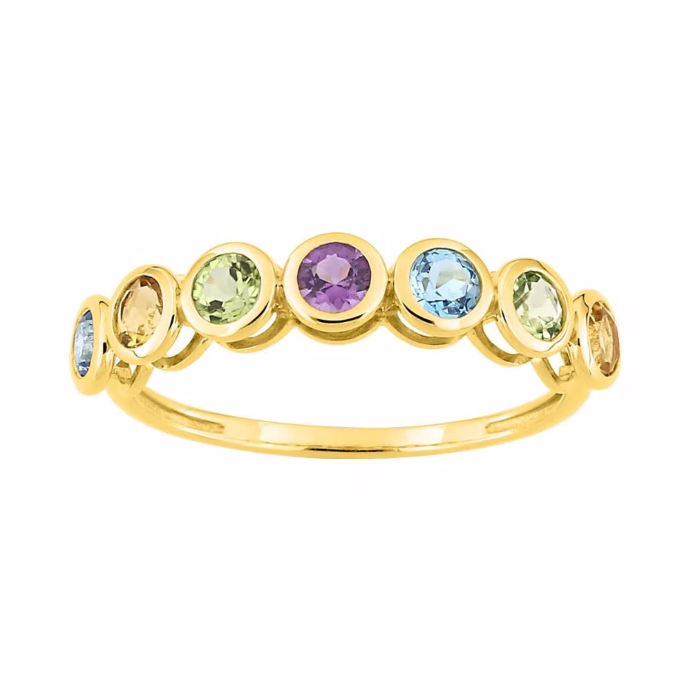 Bague Arlequin Multipierres Rondes Or Jaune