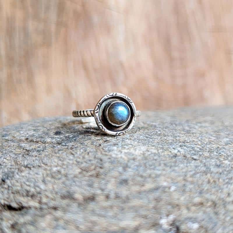 Bague artisanale labradorite argent ARYA – Image 4