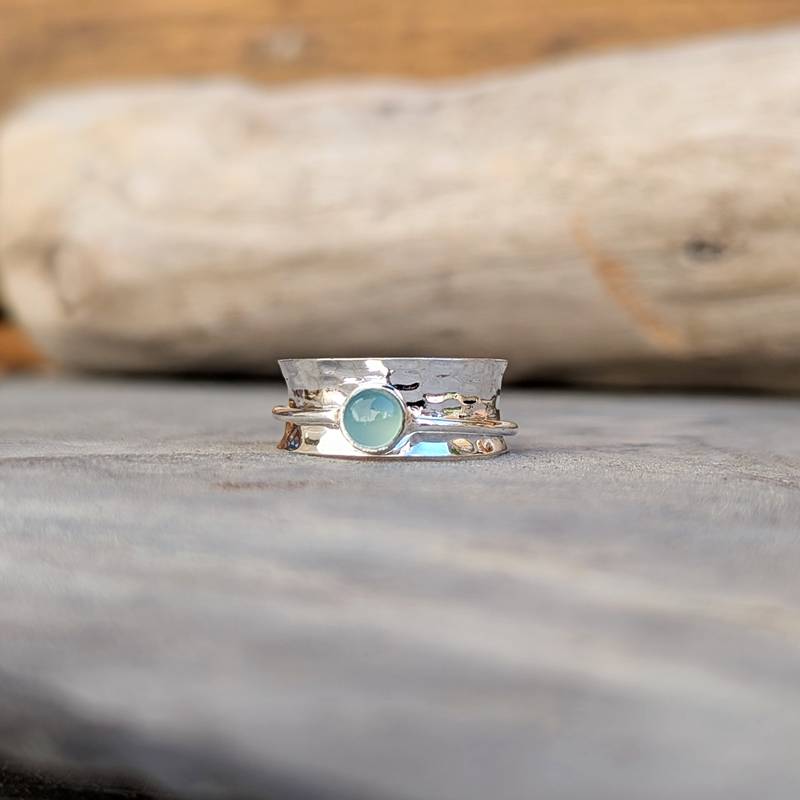 Bague calcédoine et argent martelé – Image 4