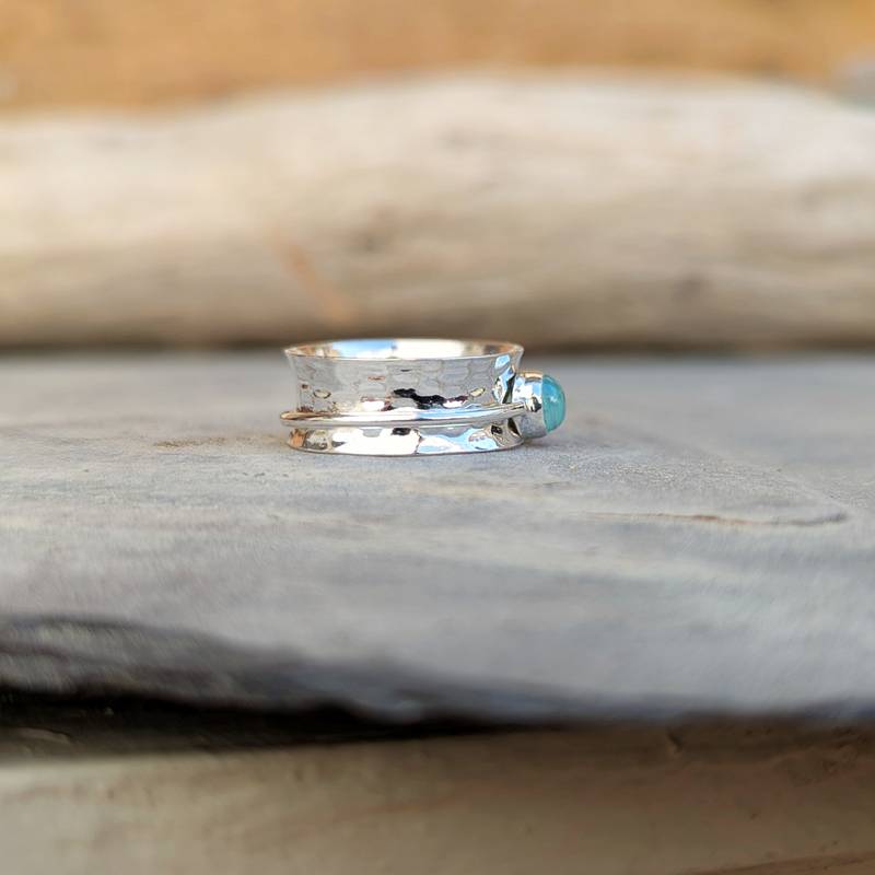 Bague calcédoine et argent martelé – Image 5