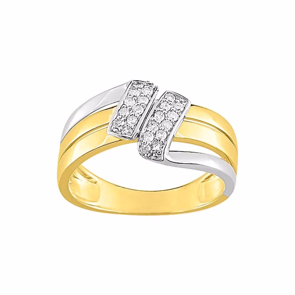 Bague diamant Justine or jaune et blanc croisés