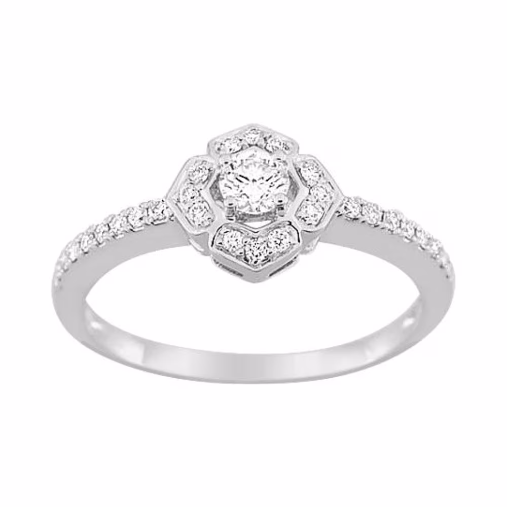 Bague diamant Anna or blanc et pavage