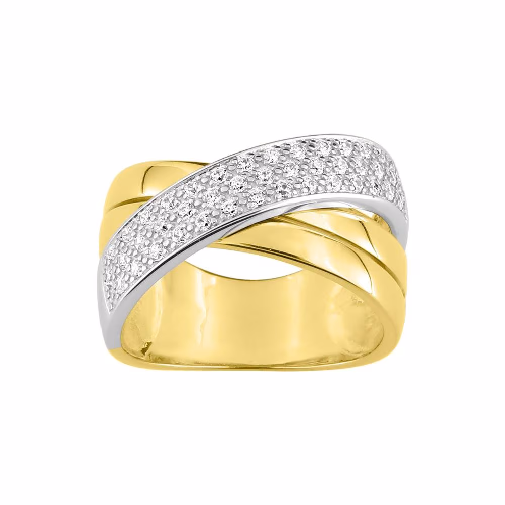 Bague diamants pavée Eléonore bicolore 18Kt