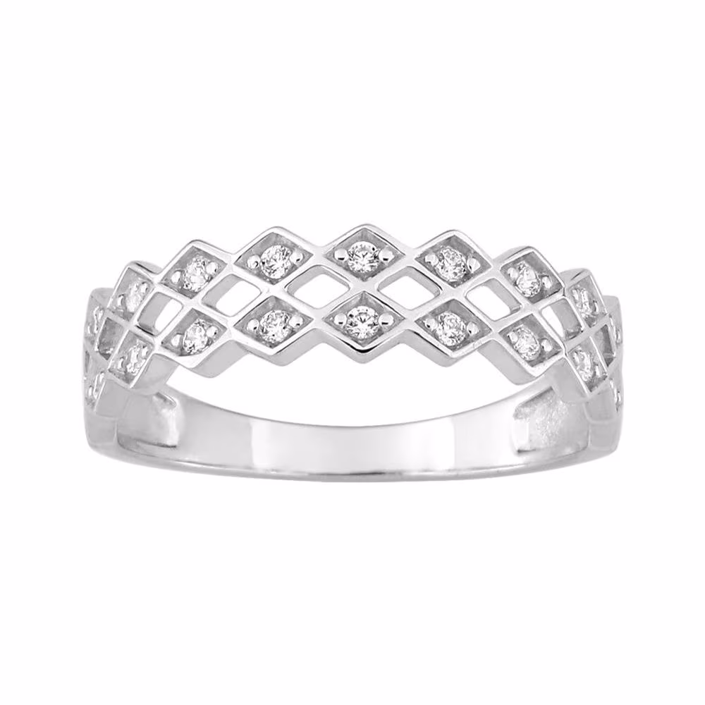 Bague Double Rang Ajouré Diamants Anaé Or Blanc