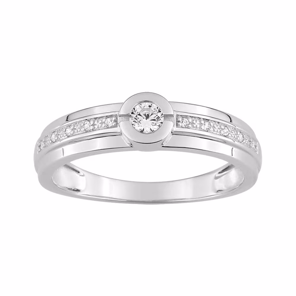 Bague diamant Célia or blanc et diamant demi clos