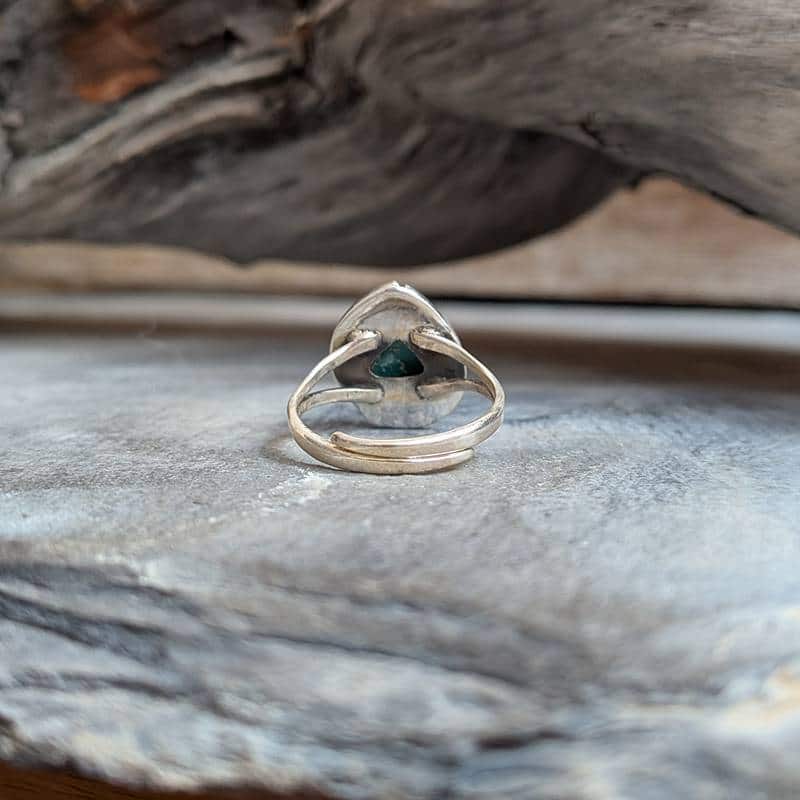 Bague ethnique amazonite argent ajustable COEUR – Image 5