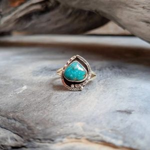 Bague ethnique amazonite argent ajustable COEUR