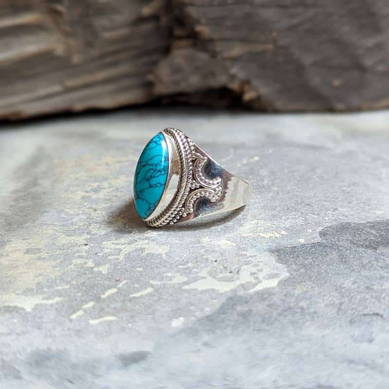 Bague ethnique en argent turquoise – Image 4