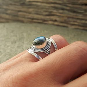 Bague ethnique en labradorite bleu JAÏPUR