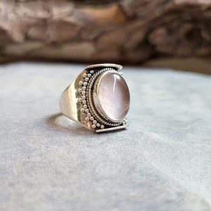 Bague ethnique quartz rose argent DOUCEUR
