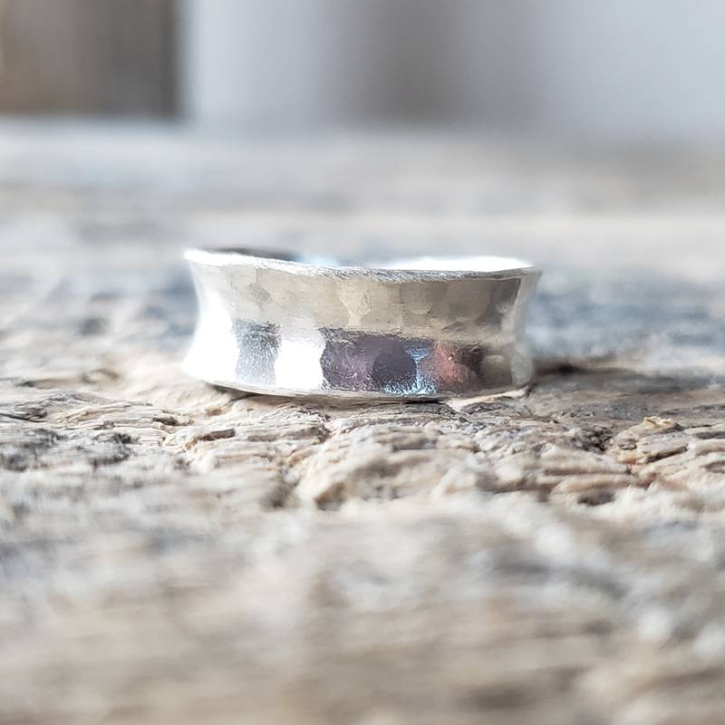 Bague fine en argent martelé ajustable – Image 5