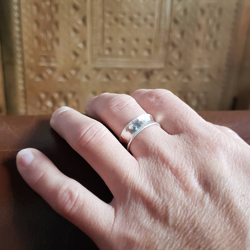 Bague fine en argent martelé ajustable – Image 3