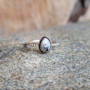 Bague fine opale dendritique argent TIKA