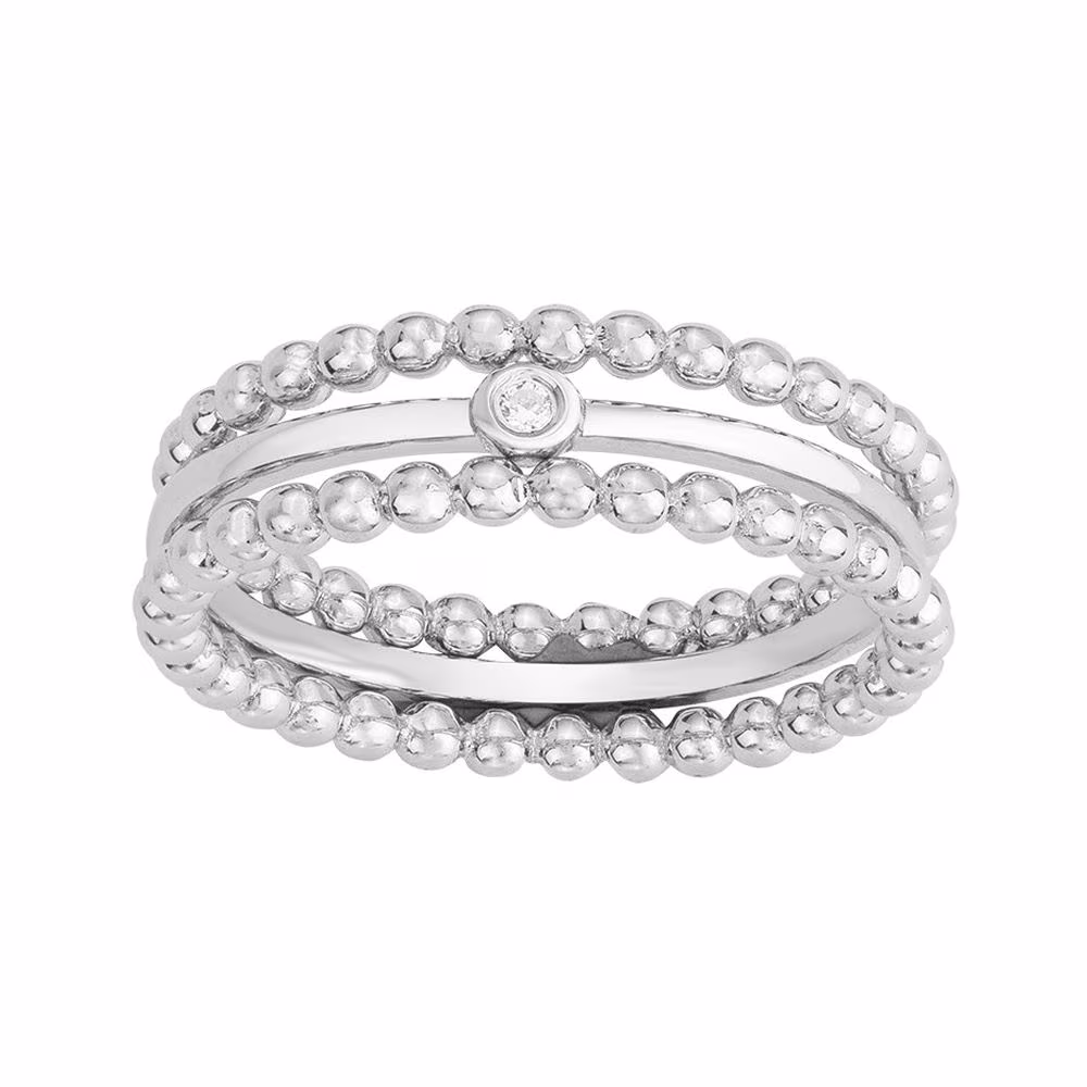 Bague Ma Petite Semaine Perlée La Garçonne Diamant, argent