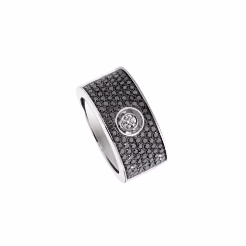 Bague Garel or blanc et diamants noirs Graphique