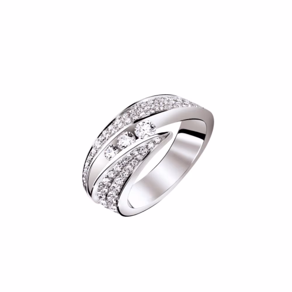Bague Garel Neima Trilogy diamants, or blanc – Image 2