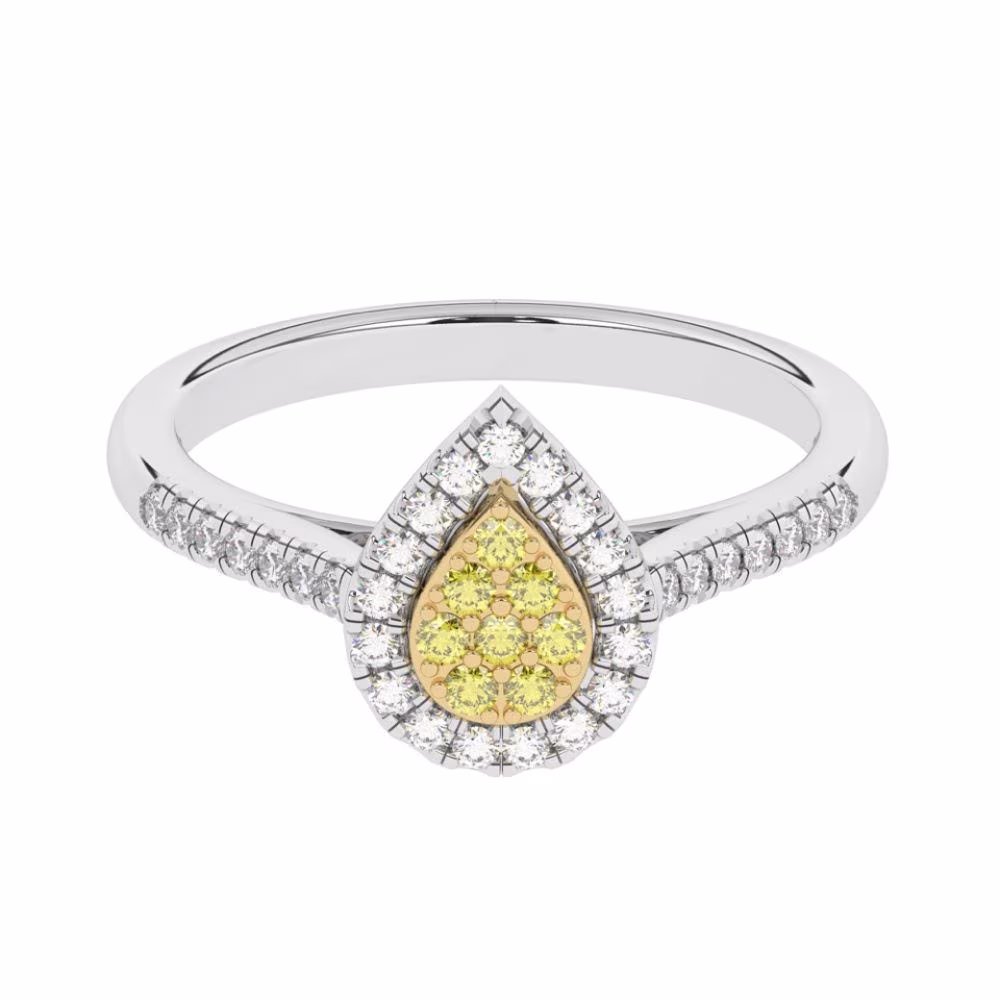 Bague Diamants Jaunes et Blancs Amandine Or Blanc – Image 2
