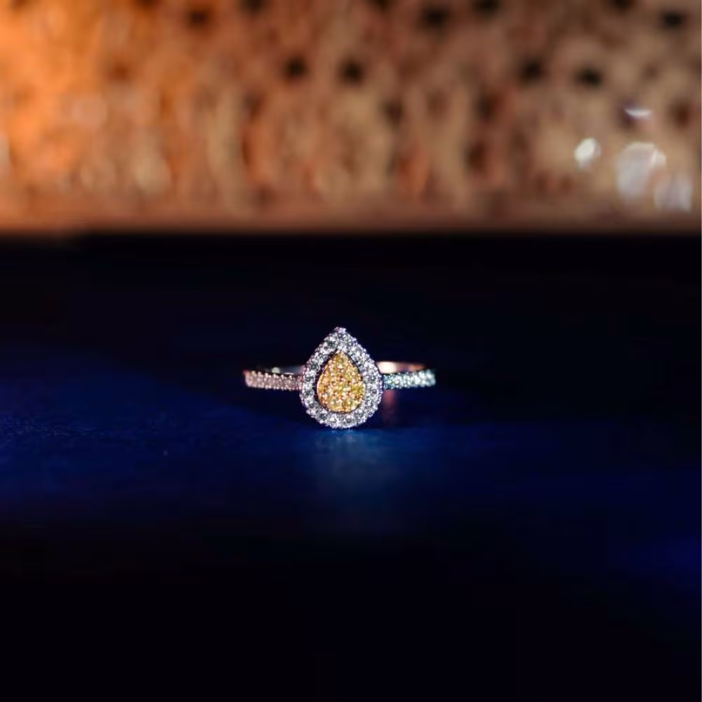 Bague Diamants Jaunes et Blancs Amandine Or Blanc – Image 4