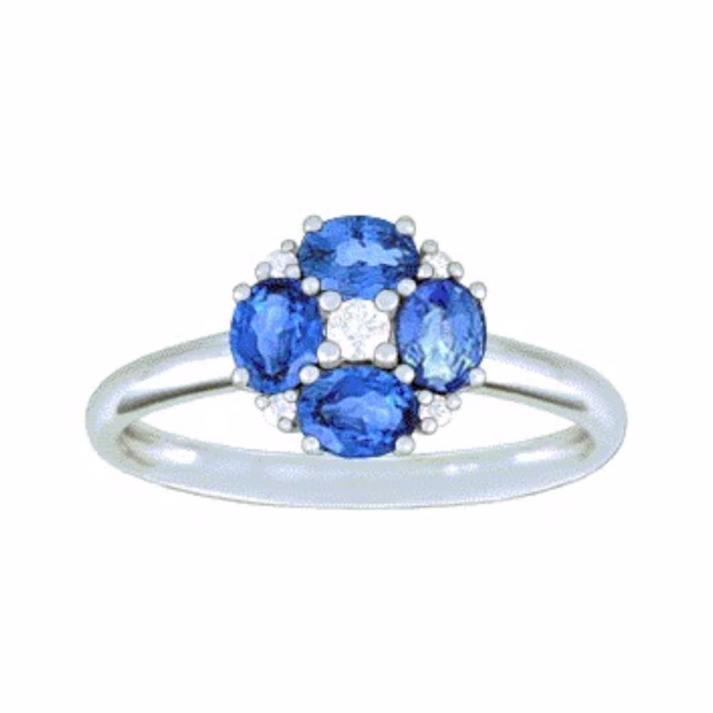 Bague Harmonie Saphirs de Ceylan et Diamants Or Blanc