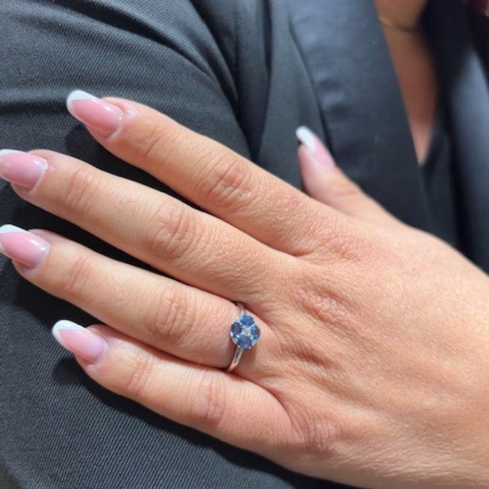 Bague Harmonie Saphirs de Ceylan et Diamants Or Blanc – Image 3