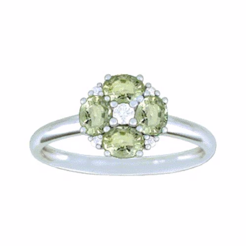 Bague Harmonie Saphirs Verts et Diamants Or Blanc