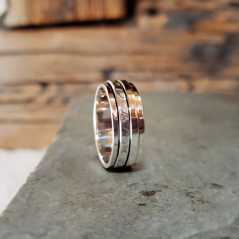 Bague homme argent martelé YANG – Image 3