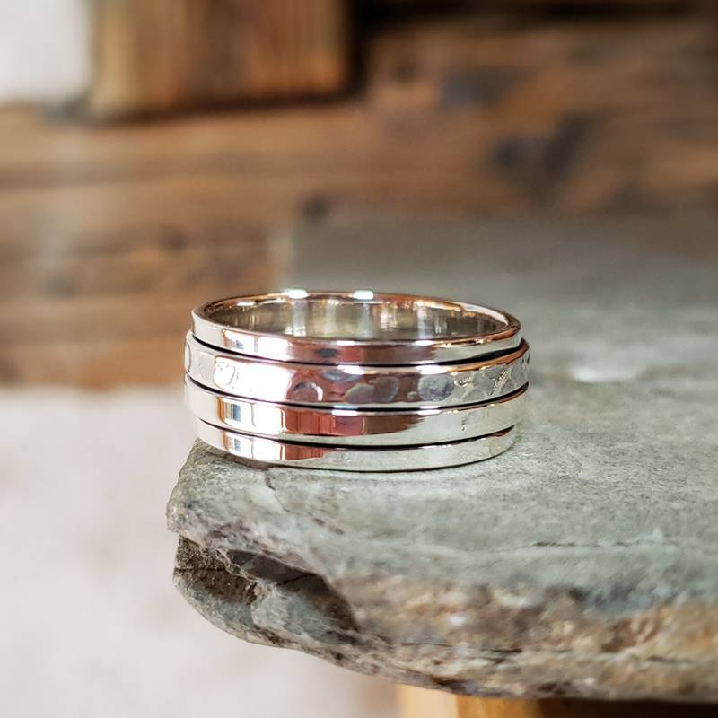 Bague homme argent martelé YANG – Image 2