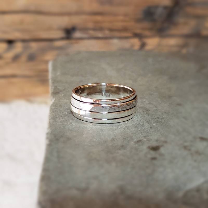 Bague homme argent martelé YANG – Image 4