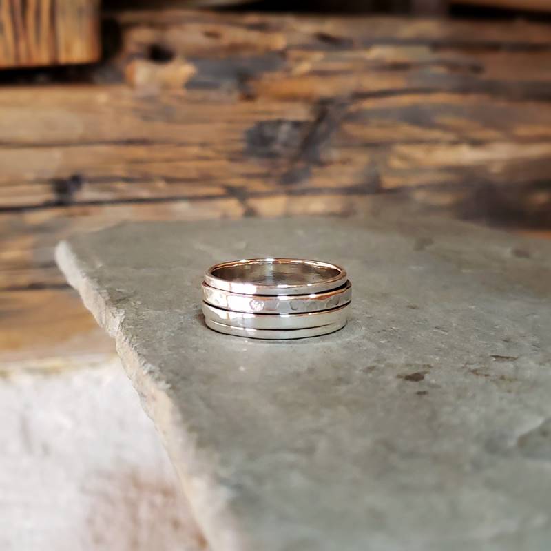 Bague homme argent martelé YANG – Image 5