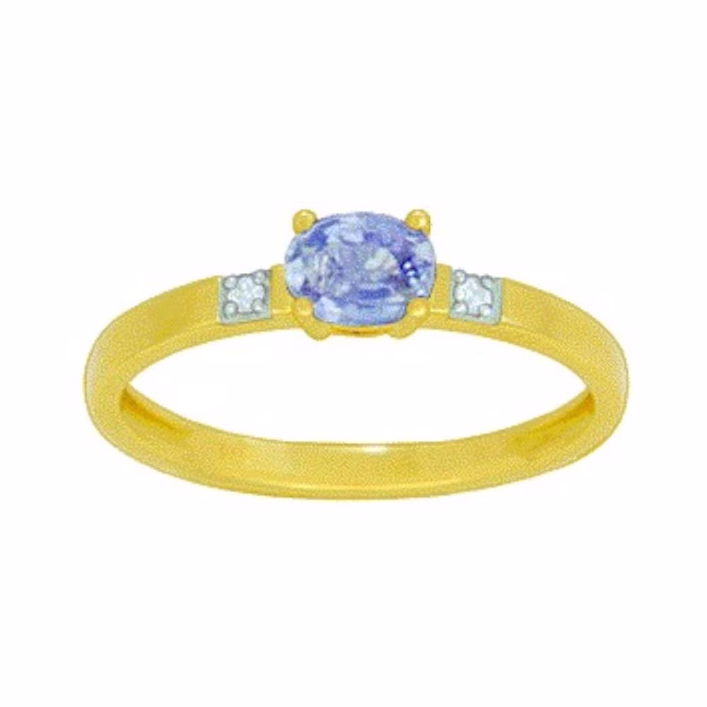 Bague or jaune saphir bleu et diamants Impératrice