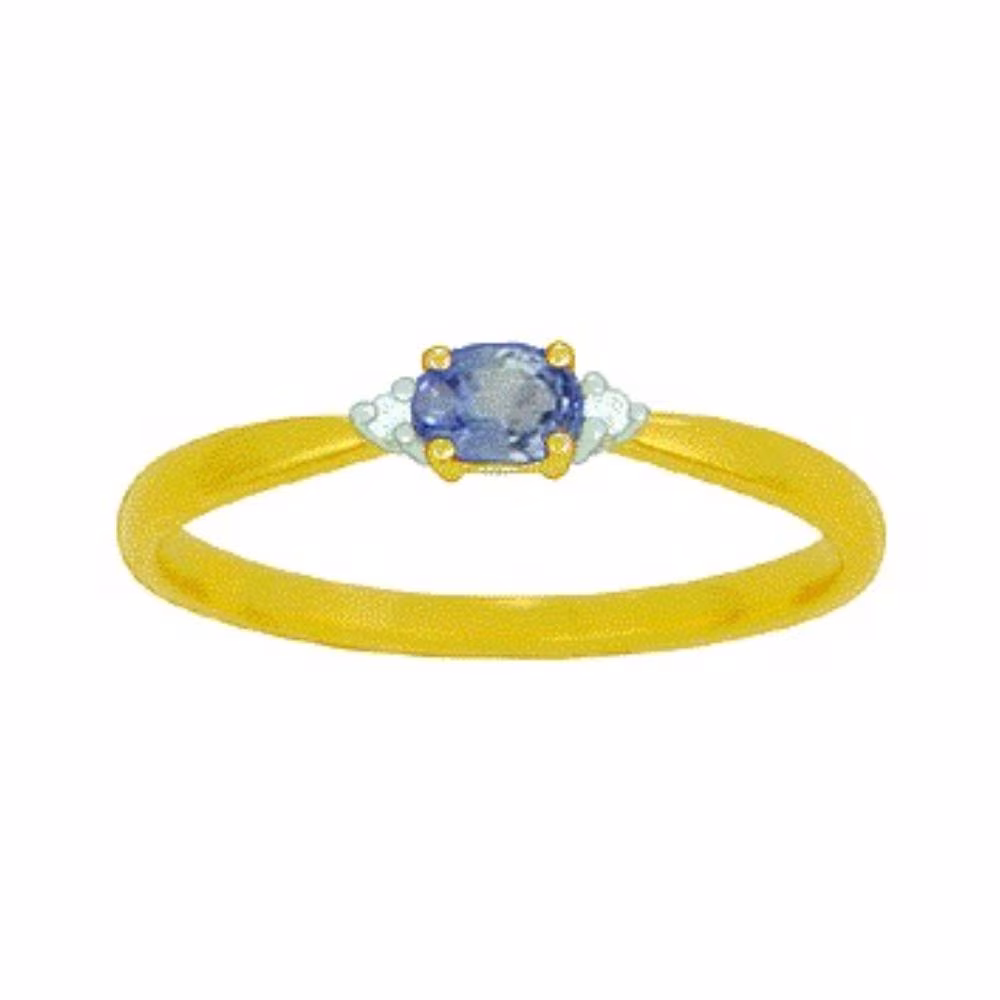 Bague Joséphine Saphir Ceylan & Diamants Or Jaune – Image 2