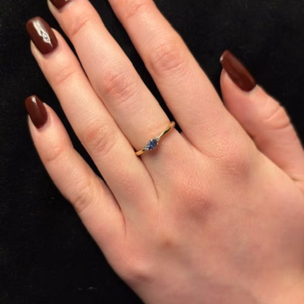 Bague Joséphine Saphir Ceylan & Diamants Or Jaune – Image 3