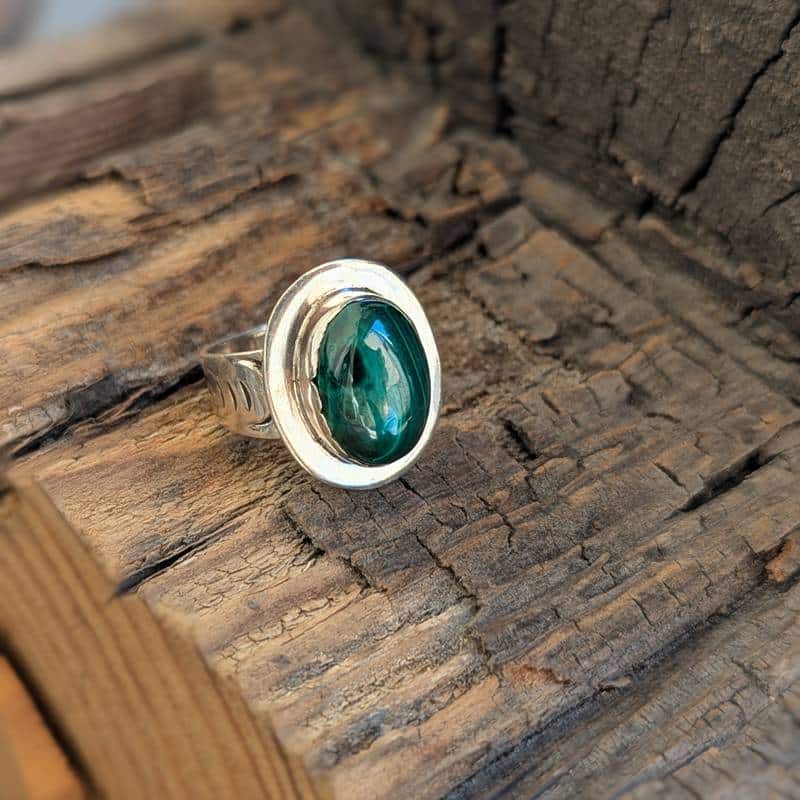 Bague malachite argent JUNGLE – Image 2