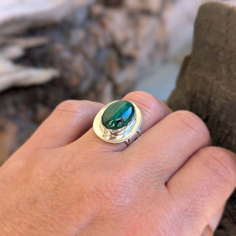 Bague malachite argent JUNGLE – Image 5