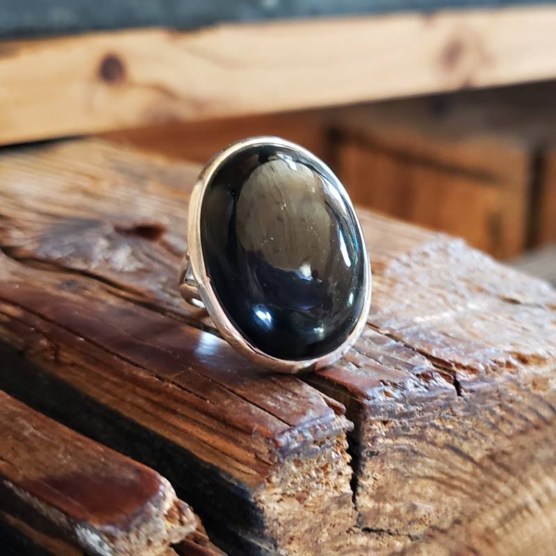 Bague obsidienne argent – Image 2